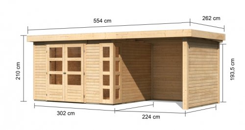 Dřevěný zahradní domek KERKO 5 s přístavkem 240 Dekorhome