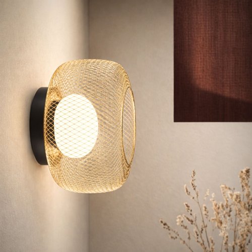 Lampa sufitowa Sopra 32 czarno złota klosz druciany do salonu GX53