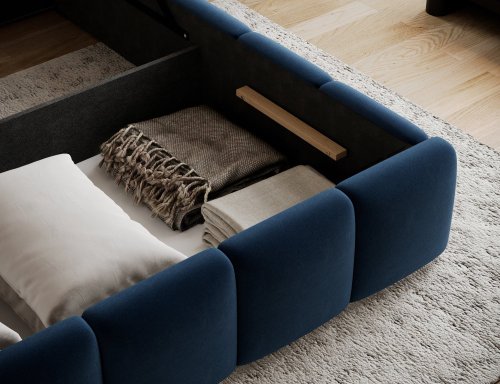 Posteľ Edvige + Drevený rám + plynový piest + kontajner 180x200