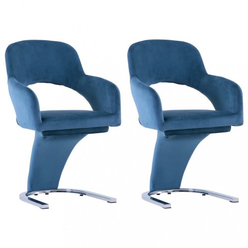 Jídelní židle 2 ks samet / chrom Dekorhome - BAREVNÁ VARIANTA: Modrá
