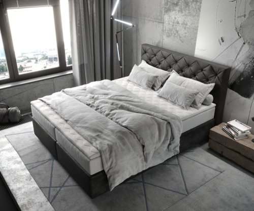 Boxspring postel Dream-Great 160x200 cm mikrovlákno antracitová