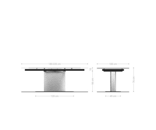 Jídelní stůl Edge 180-220x100 kouřově černé reliéfní sklo 3D design