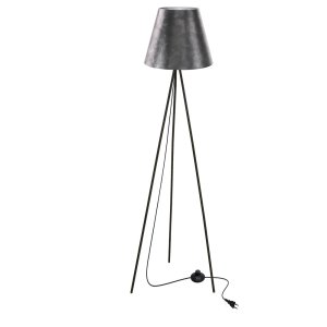 Stojaca lampa PLATINO čierna 1x40W E27 strieborné tienidlo