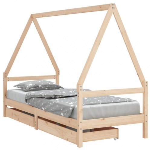 Dětská postel se zásuvkami 90 x 190 cm masivní borové dřevo
