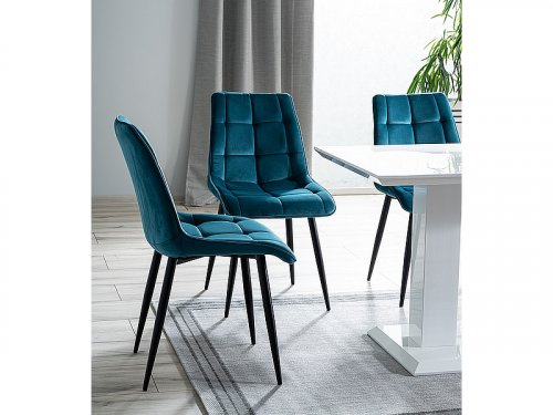 Jídelní židle CHIC VELVET MATT černá - BAREVNÁ VARIANTA: Modrá