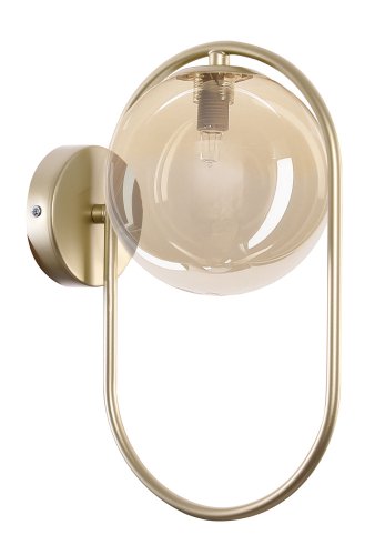 Nástenná lampa CORDEL vo vintage štýle - zlatý mosadzný krúžok s jantárovým guľôčkovým tienidlom - elegantná LED nástenná lampa G9