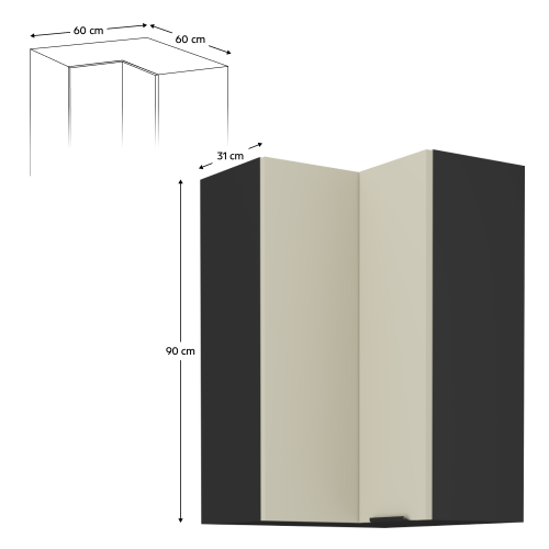 Horní rohová skříňka ARAKA 60X60 GN-90 2F (90)