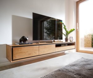 TV stolík Stonegrace 240 cm akáciový prírodný kameň 2 dvierka 1