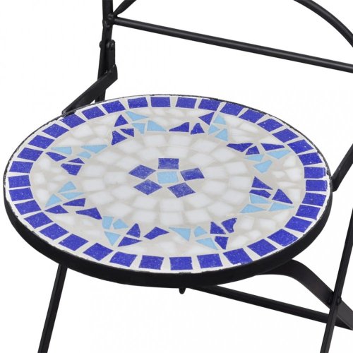Mozaikový bistro set 3 ks Dekorhome - BAREVNÁ VARIANTA: Bílá / modrá