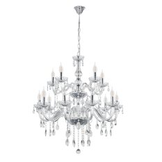 Závesná lampa Cristallo chróm 15x40W E14 priehľadná