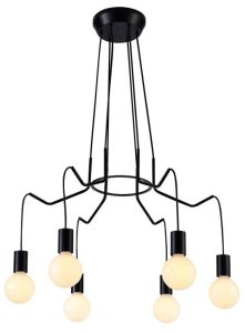 Závesná stropná lampa matná čierna 6x40W Basso