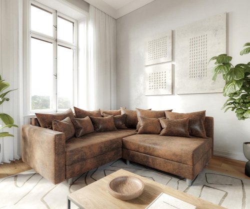 Rohová pohovka Clovis hnedá vintage modulárna opierka ležadlo ľavá