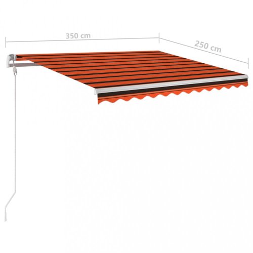 Ručne zaťahovacia markíza so stĺpikmi a LED svetlom 350x250 cm Dekorhome - BAREVNÁ VARIANTA: Hnedá / oranžová