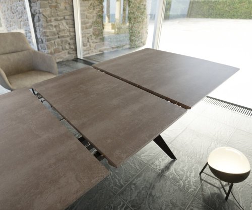 Jídelní stůl Edona 160/200x90 cm keramika hnědá kovová rozkládací