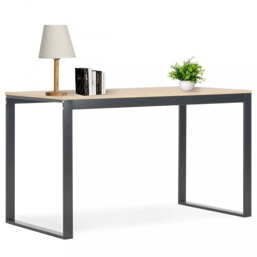 Písací stôl 120x60 cm drevotrieska / oceľ Dekorhome - BAREVNÁ VARIANTA: Čierna / dub
