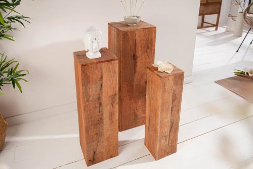 Odkládací stolek 3 ks BOREAS Dekorhome - DEKOR: Mangovníkové dřevo