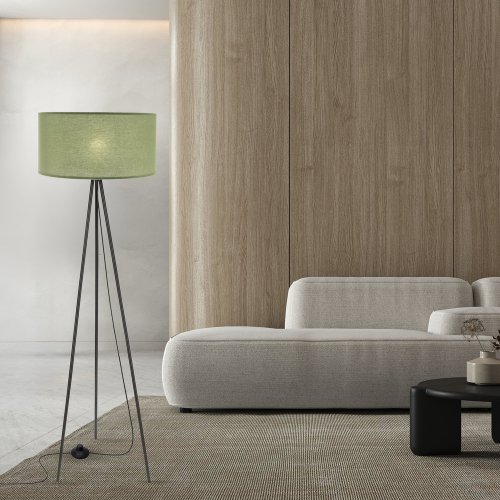 Stojaca lampa SHANTI čierna 1x40W E27 mätové tienidlo