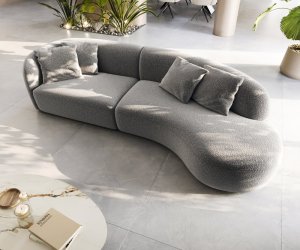 Pohovka Mairi 330x160 cm bouclé stříbrně šedá