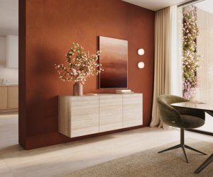 Komoda Cuor 150 cm keramika Laminam® Travertino Bianco krémově bílá 3