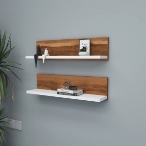Nástenná polica Shelf - Walnut, White