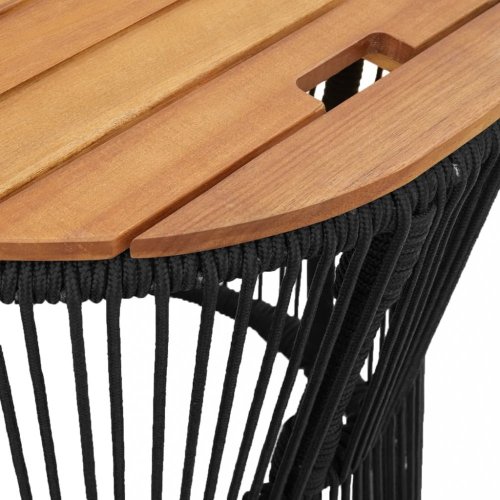 Zahradní odkládací stolky 2 ks dřevěná deska černé polyratan
