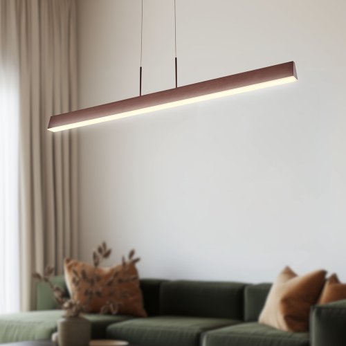 Závesná lampa hnedá LED páska 100x8cm Kokos