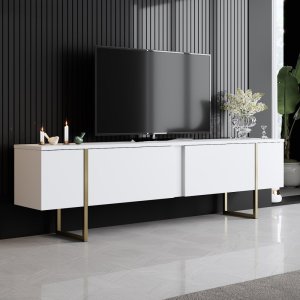 TV stolek Luxe - White, Gold