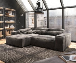 Rohová pohovka Sirpio XL 270x170 cm mikrovlákno khaki hnědá variabilní