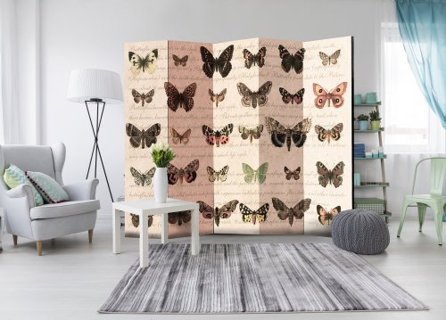 Paraván Retro Style: Butterflies Dekorhome - ROZMĚR: 135x172 cm (3-dílný)