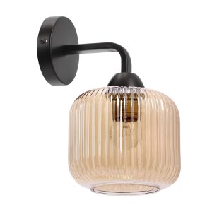 CAMPANA lampa kinkiet czarny 1x60W E27 klosz bursztynowy