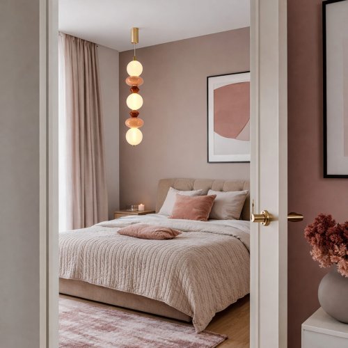 FLORES lampa wisząca mosiężny+brązowy+pomarańczowy 20W LED 3000K klosz biały