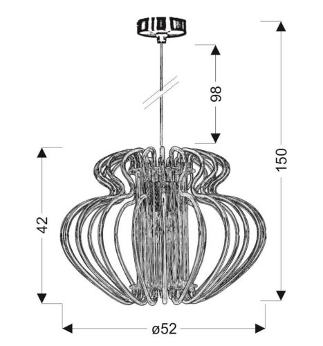 Červená závěsná lampa 52x42cm Imperia