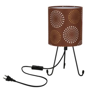 Stolní lampa Smally černá 1x40 E14 stínidlo Emili hnědá