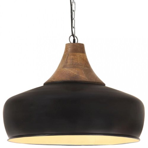 Závěsná lampa černá / mangovníkové dřevo Dekorhome