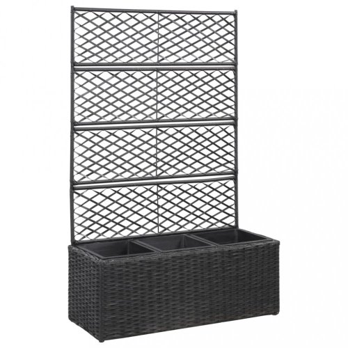 Truhlík s treláží a 3 květináči 83x30x130 cm polyratan Dekorhome