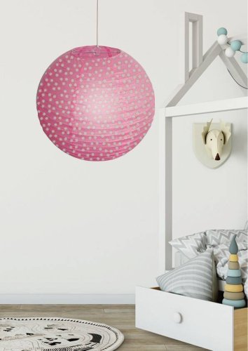 Papierové tienidlo na lampu ružové bodkované guľôčky 35cm Cocoon