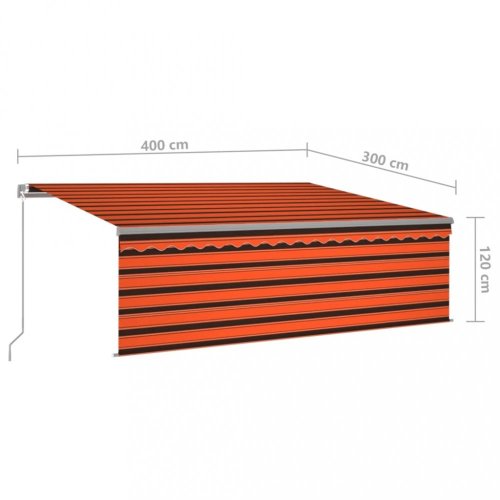 Ručne zaťahovacia markíza s roletou 400x300 cm Dekorhome - BAREVNÁ VARIANTA: Hnedá / oranžová