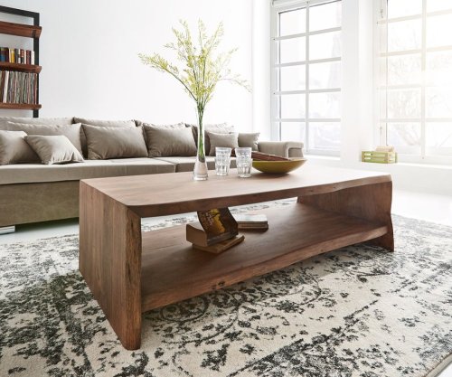 Konferenční stolek Live Edge 130x60 cm akácie hnědá nepravidelná hrana