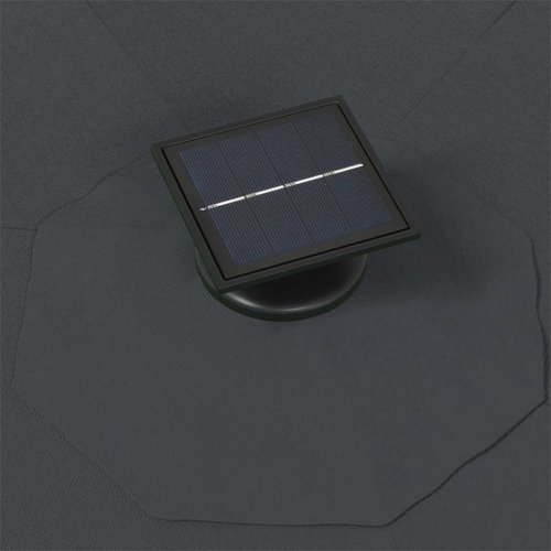 Nástenný slnečník s LED svetlami Ø 300 cm látka/kov Dekorhome - BAREVNÁ VARIANTA: Čierna