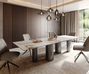 Jídelní stůl Edge 300x100 keramický Minas Melange bílo-béžový