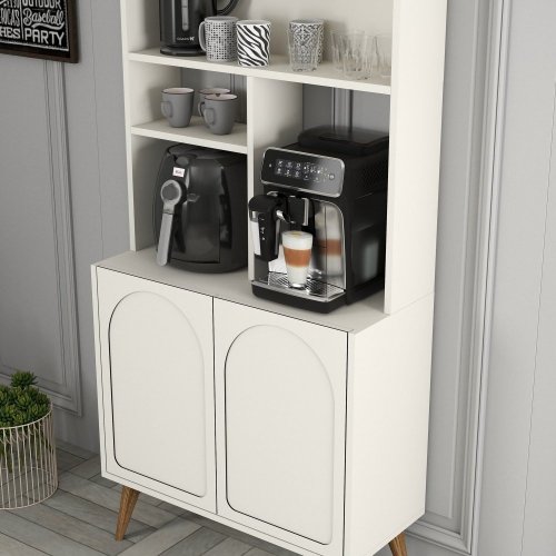 Coffee Bar Cabinet Lyon 80 - Cream, Walnut - POSLEDNÝ KUS
