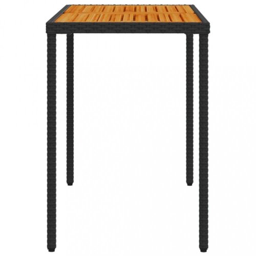 Zahradní stůl s akáciovou deskou černý 115x54x74 cm polyratan