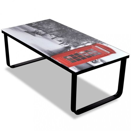 Konferenční stolek s potiskem sklo / kov Dekorhome
