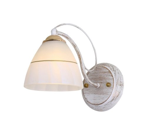 Nástenná lampa s bielym a zlatým tienidlom z rustikálneho skla 60W E27 Fanetta