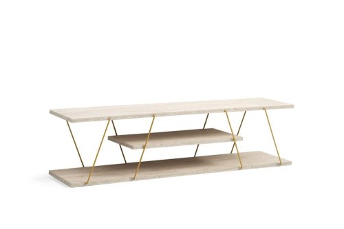 TV stolík Canaz - Gold, Travertine
