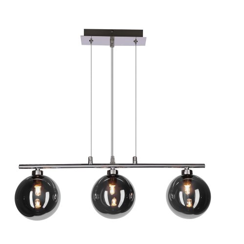 Závesná lampa SOMUL 3x20W G9 chrómové sklenené tienidlá 12 cm grafitové moderné elegantné svietidlo obývačka jedáleň kuchyňa