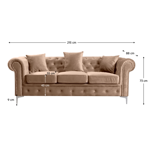 Chesterfield pohovka 3-místná ROMANO