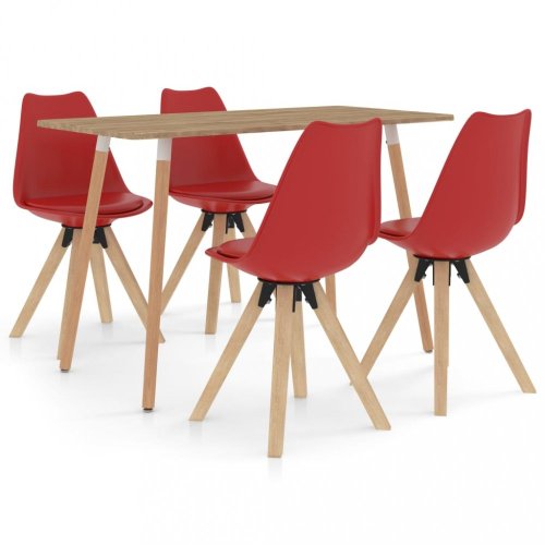 Jídelní set 4+1 buk / umělá kůže / plast Dekorhome