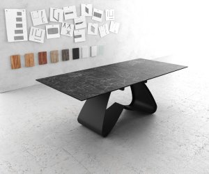Jedálenský stôl Edge 180-220x100 keramický Laminam®Nero Greco