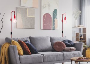 Červená nástěnná lampa + kabelová lampa Laren Ledea